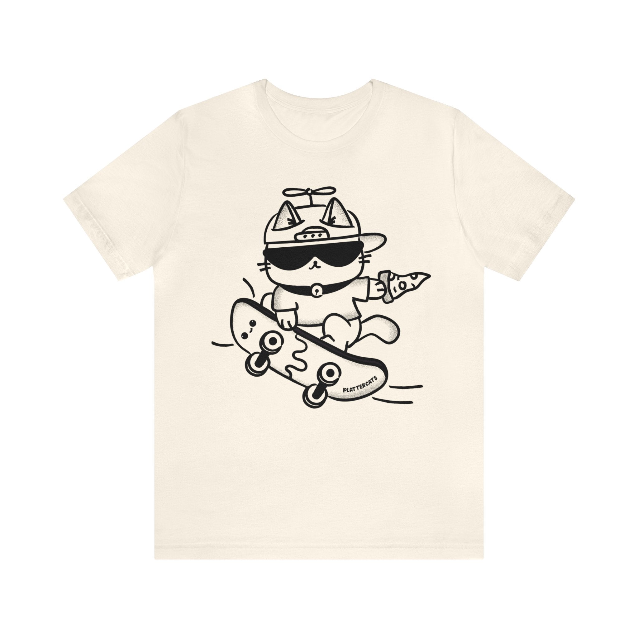 Skateboarding Pizza Cat - Cute Cat Shirt - PlatterCats Creative