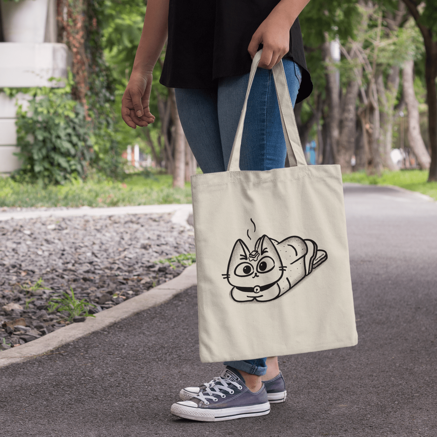 Cozy Cat Loaf - Cute Cat Tote Bag - PlatterCats Creative